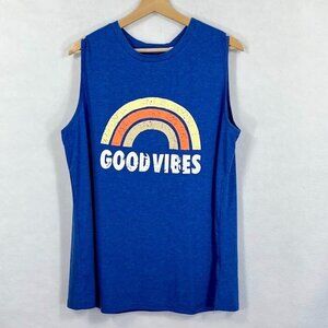 IrisGod Good Vibes Rainbow Tank Top Stretch Summer Beach Vacation Positive XL